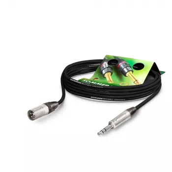 Sommer Cable Stage 22 Highflex Microphone Cable, 2 x 0.22 mm², XLR 3-Pin Male to 6.3 mm Stereo Jack Male, NEUTRIK, Black, 2.5 m (SGN4-0250-SW)