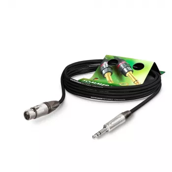 Sommer Cable Stage 22 Highflex Microphone Cable, 2 x 0.22 mm², XLR 3-Pin Female to 6.3 mm Stereo Jack Male, NEUTRIK, Black, 1 m (SGN5-0100-SW)