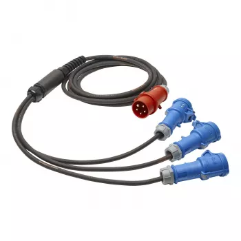 Sommer Cable Titanex Power Split Cable, CEE Plug 16A 5-Pin to 3x CEE Coupling 16A 3-Pin, H07RN-F 5 x 2.5 mm², MENNEKES, Black, 5 m (GSH4-525H0500)