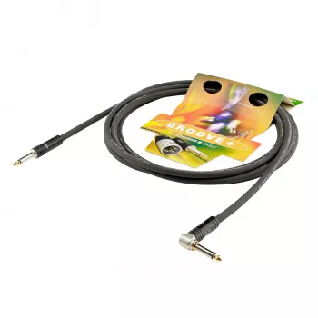 Sommer Cable SC-Spirit LLX Instrument Cable, 1 x 0.38 mm², 6.3 mm Mono Jack Plug to 6.3 mm Mono Jack Plug 90° (NOISEFREE), HICON, Black, 3 m (LX3C-0300-SW)