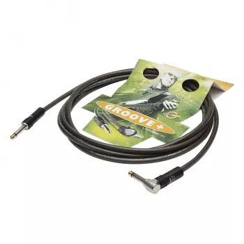 Sommer Cable SC-Spirit XXL Instrument Cable, 1 x 0.75 mm², 6.3 mm Mono Jack Plug to 6.3 mm Mono Jack Plug 90° (NOISEFREE), HICON, Black-Transparent, 3 m (SX3C-0300)