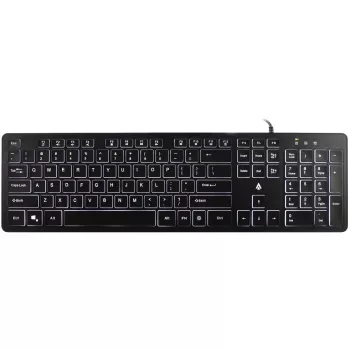 Accura Artesia ACC-K1408 Backlit Wired USB Membrane Keyboard, Full-Size QWERTY, Multi-Colour LED, Black