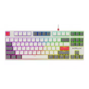 KRUX ATAX PRO RGB Creator Retro Gateron Yellow Pro Mechanical Keyboard (TKL, 87 Keys, Hot-Swappable, USB-C, PBT Double-Shot Keycaps, Per-Key RGB)