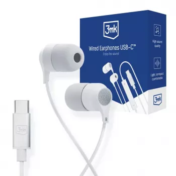 3mk wired earphones USB-C, in-ear with microphone, white