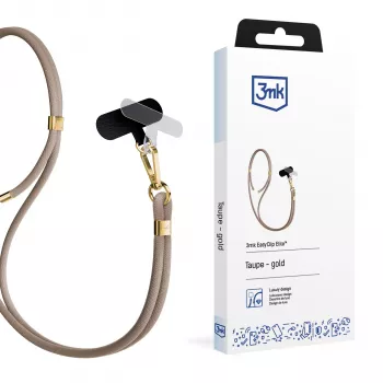 3mk EasyClip Elite Phone Neck Strap, Nylon/Zinc Alloy, Taupe (Gold)