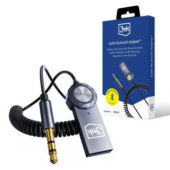 3mk Audio Bluetooth Adapter - Bluetooth 5.0 Receiver with 3.5mm AUX, USB-C, 10h Battery, Black