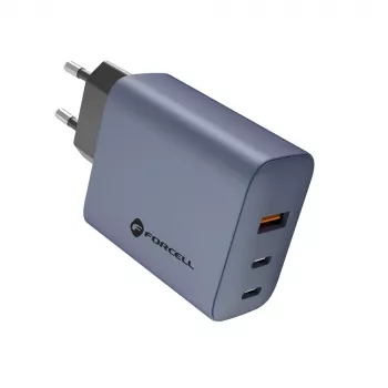 FORCELL F-ENERGY GaN VT-42B Wall Charger 2x USB-C + USB-A PD QC4.0 4A 65W Grey