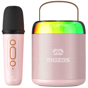 MOZOS MK Pink Karaoke Microphone with Bluetooth Speaker