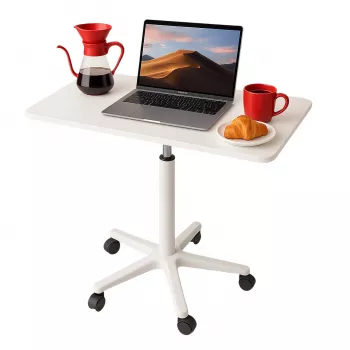 MOZOS SPM4-WH Mobile Laptop Table with Height Adjustment, White