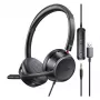 MOZOS KL201 USB Headset with Microphone, On-Ear, Black