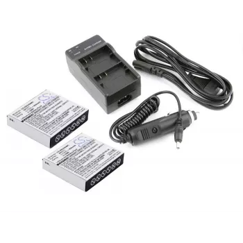 CAMERON SINO Charger + 2x AZ13-1 Battery Kit for Xiaomi Yi Action Camera