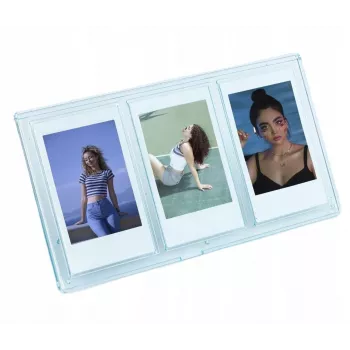 LOVEINSTANT Standing Photo Frame for 3 Photos, Compatible with Fuji Instax Mini and Zink 2x3 inch Prints - Blue