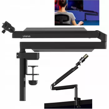ULANZI ZJ05 Microphone Scissor Arm Stand with Desk Clamp, 690mm Reach, Black