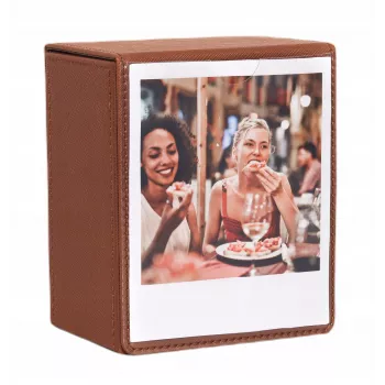 LOVEINSTANT Photo Storage Box for 100 Instant Photos, Compatible with Fuji Instax Wide, Square, Polaroid 600, i-Type (Now) - Brown with Viewing Window