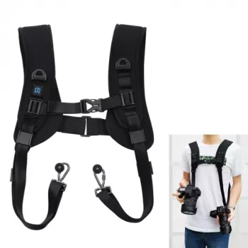 PULUZ Dual Camera Strap for 2 DSLR Cameras, Quick Release, Adjustable Shoulder Straps, Black (PU6002)