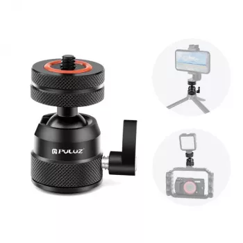PULUZ Ball Head for Camera 3D 1/4 inch Thread 2x Cold Shoe ISO Up to 3 kg PU1057B