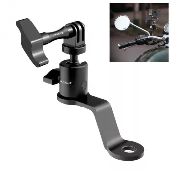 PULUZ Mirror Mount for Motorcycle, Quad, Scooter, Bicycle - Universal Handlebar & Mirror Arm Mount for Smartphone, Action Camera, GoPro - PU1056B