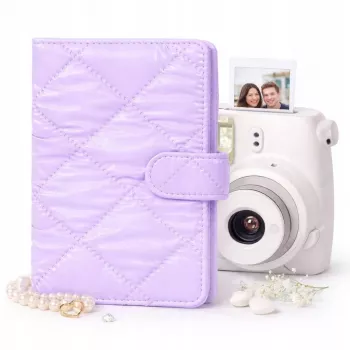 LOVEINSTANT Photo Album for 108 Photos Compatible with Fujifilm Instax Mini 12 40 11 9 8 7 Evo LiPlay Link, Quilted Purple