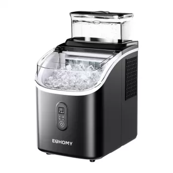 EUHOMY IM005 15kg Ice Cube Maker (Black) - Compact Portable Bullet Ice Machine with Self-Cleaning