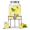 Adler AD 6741 Beverage Dispenser with Tap and Metal Stand, 4 L, Soda-Lime Glass, Screw-On Lid, Spare Tap Included