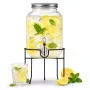 Adler AD 6741 Beverage Dispenser with Tap and Metal Stand, 4 L, Soda-Lime Glass, Screw-On Lid, Spare Tap Included