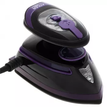 Adler AD 5049 Travel Steam Iron, 420 W, Ceramic Soleplate 14 x 7.5 cm, 30 ml Water Tank, 110/220 V, Black/Purple