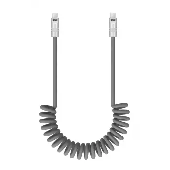Newell USB-C to USB-C Cable 100W, 1.5m, Silicone, Coiled, Grey