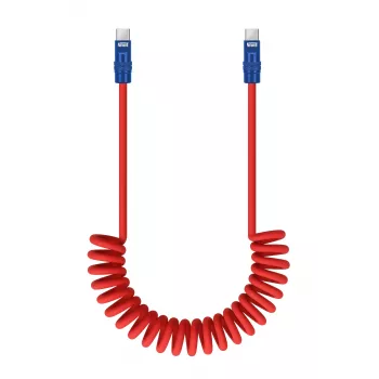 Newell USB-C to USB-C Cable 100W 1.5m Silicone Coiled Cable Red-Navy Blue
