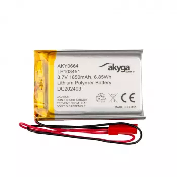 Akyga AKY0664 LP103451 Li-Po Battery 3.7 V 1850 mAh, PCM, JST 2.54 2-Pin, 150 mm
