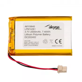 Akyga AKY0640 LP674261 Li-Po Battery 3.7 V 2000 mAh, PCM, Molex 5264 2-Pin, 50 mm