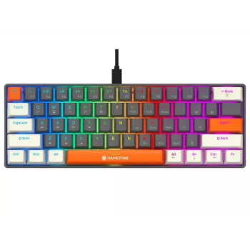 Tracer GameZone Claws 61 Wired Mechanical Gaming Keyboard, 60% Layout, Blue Switches, RGB Backlighting, Grey