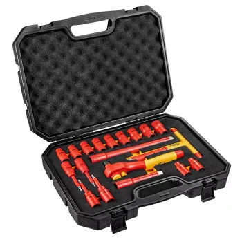 NEO TOOLS 1000V Insulated Socket Wrench Set, 19 Pieces, 1/2 inch Drive, Chrome Vanadium Steel, VDE Certified