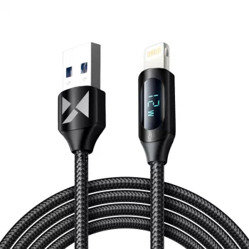 Wozinsky WUALC2 USB-A to Lightning Cable with LED Indicator, 2.4A, 2 m, Black