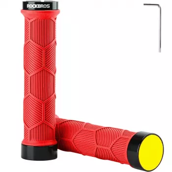 ROCKBROS Bike Grips with Reflective Strips - Red