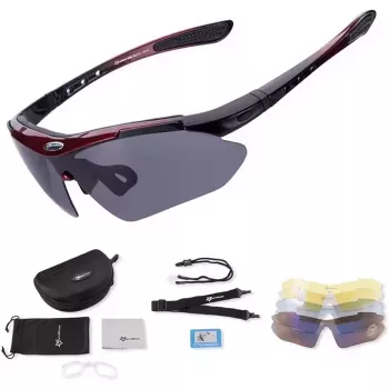 ROCKBROS 10001 Polarized Cycling Glasses - Black/Red