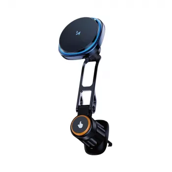 Wozinsky WCT5-6S2Y Car Mount with Qi/MagSafe 15W Wireless Charger and Fan for Air Vents - Black