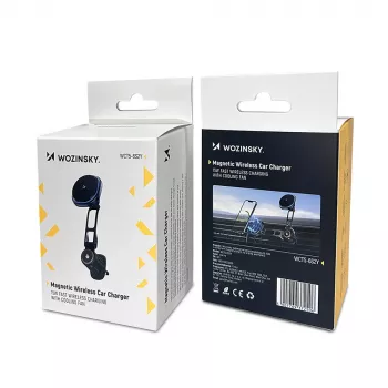 Wozinsky WCT5-6S2Y Car Mount with Qi/MagSafe 15W Wireless Charger and Fan for Air Vents - Black