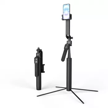 Premium Selfie Stick Wozinsky WST-360YS 1.8m with Tripod Function, Automatic 360° AI Face Tracking, Gesture Control - Black
