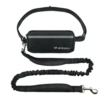 Wozinsky WPST-01 Hands-Free Dog Running Belt with Pouch and Elastic Leash - Black