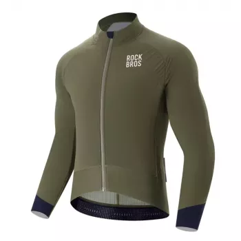 ROCKBROS YDWT014 Winter Fleece Double-Layer Cycling Jacket Size M Green