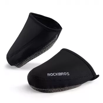 ROCKBROS LF1030 Windproof Thermal Toe Covers for Cycling Shoes, Black, EU 36-42