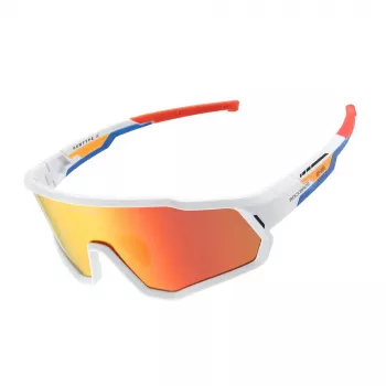 ROCKBROS SP383 Shining Warrior Cycling Glasses - Matte White Frame, Polarised Red Lenses