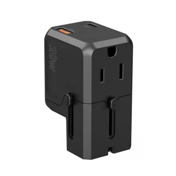 CHOETECH PD6038 38W GaN USB-C Charger with USB-A, Interchangeable Plugs (EU/US/UK/AU) - Black