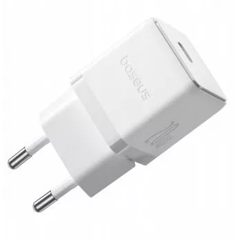 Baseus Palm 1C 20W USB-C Charger with Baseus Mini White USB-C 60W Cable 1m - White