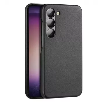 Dux Ducis Grit Case for Samsung Galaxy S23+ - Elegant Faux Leather Back - Black