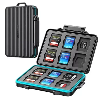 ORICO PHCD-3-BK-BP Memory Card Storage Case for 12 SD and 12 microSD Cards, Black