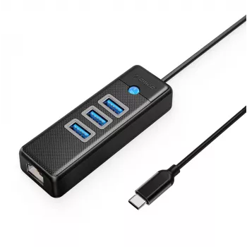 ORICO PW3UR25-C3 4-Port USB Hub with 2.5G Ethernet Adapter - Black