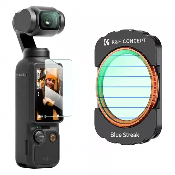 KF Blue Streak Anamorphic Filter + Tempered Glass Screen Protector 2-in-1 for DJI Osmo Pocket 3 / 4