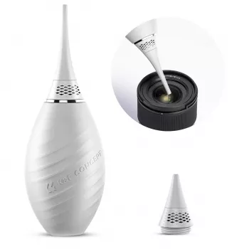 K&F Concept 2-in-1 Air Blower with Retractable Brush for Cleaning Camera Lenses, Sensors and Optics - White (KF08.048)