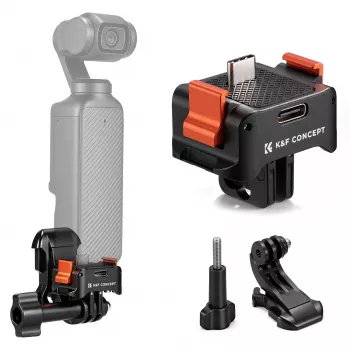 KF Quick Release Adapter with USB-C Charging Function for DJI Osmo Pocket 3/4, GoPro Mount, 1/4 inch Thread, Black